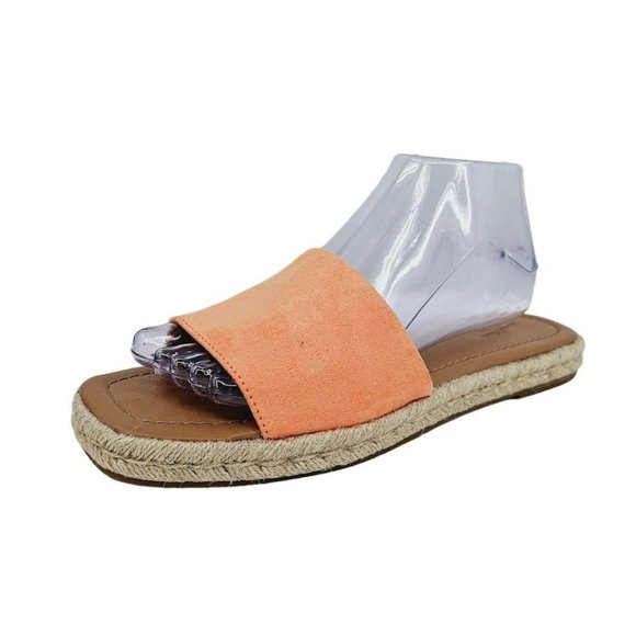 Universal Thread Maren Sandals 10 Orange Tan Square Toe Espadrille Slide Flat - Picture 13 of 13